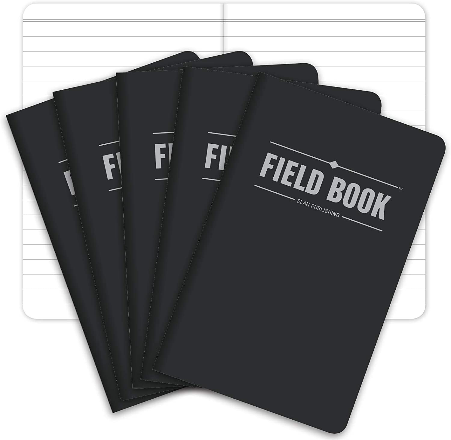 Field Notebook/Pocket Journal – 3.5″x5.5″ – Black – Lined Memo Book – Pack of 5