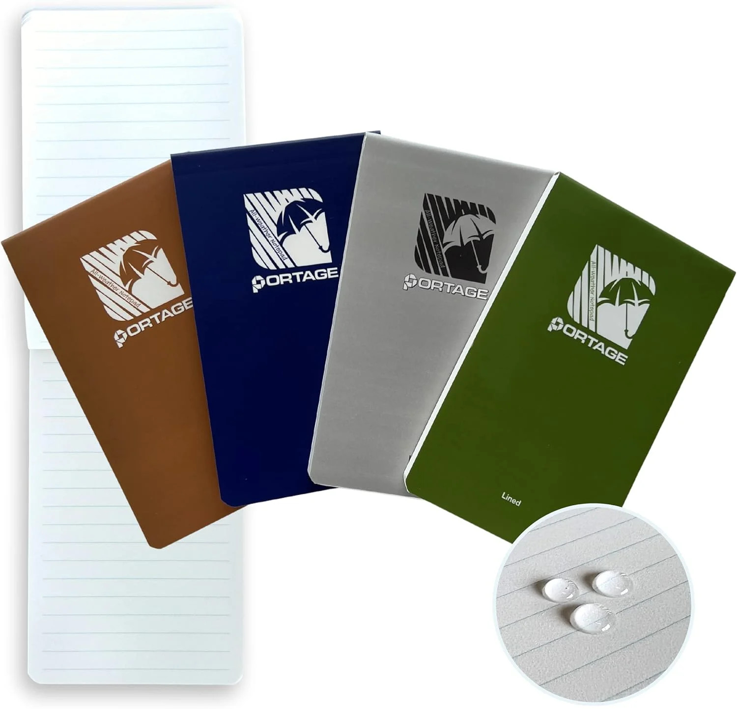 Portage Notebooks – 4 Pack Waterproof Notebook, Made From Recycled Stone Waste,