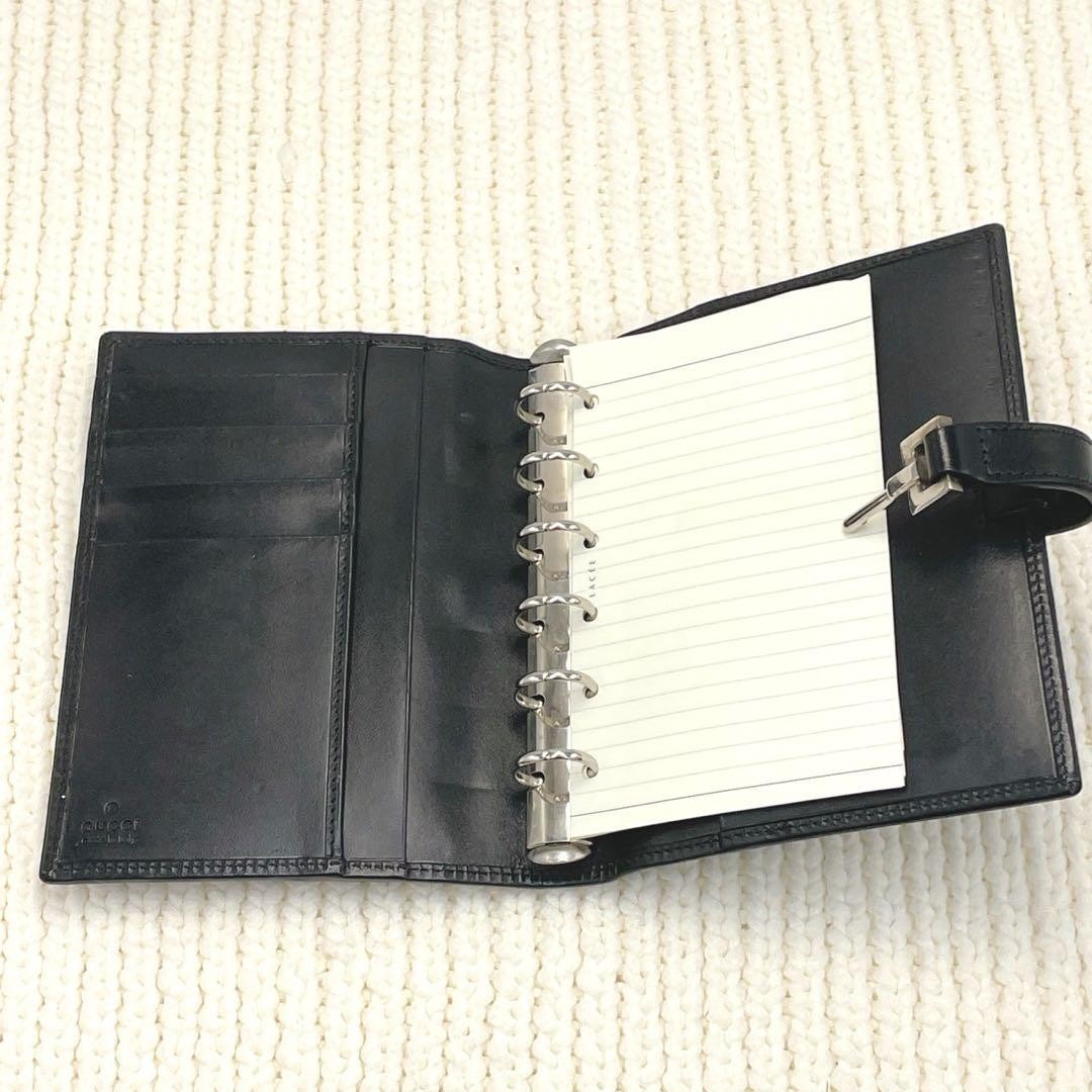 GUCCI Jackie Agenda Planner Notebook Cover GG Canvas Black Silver 6 Ring Japan