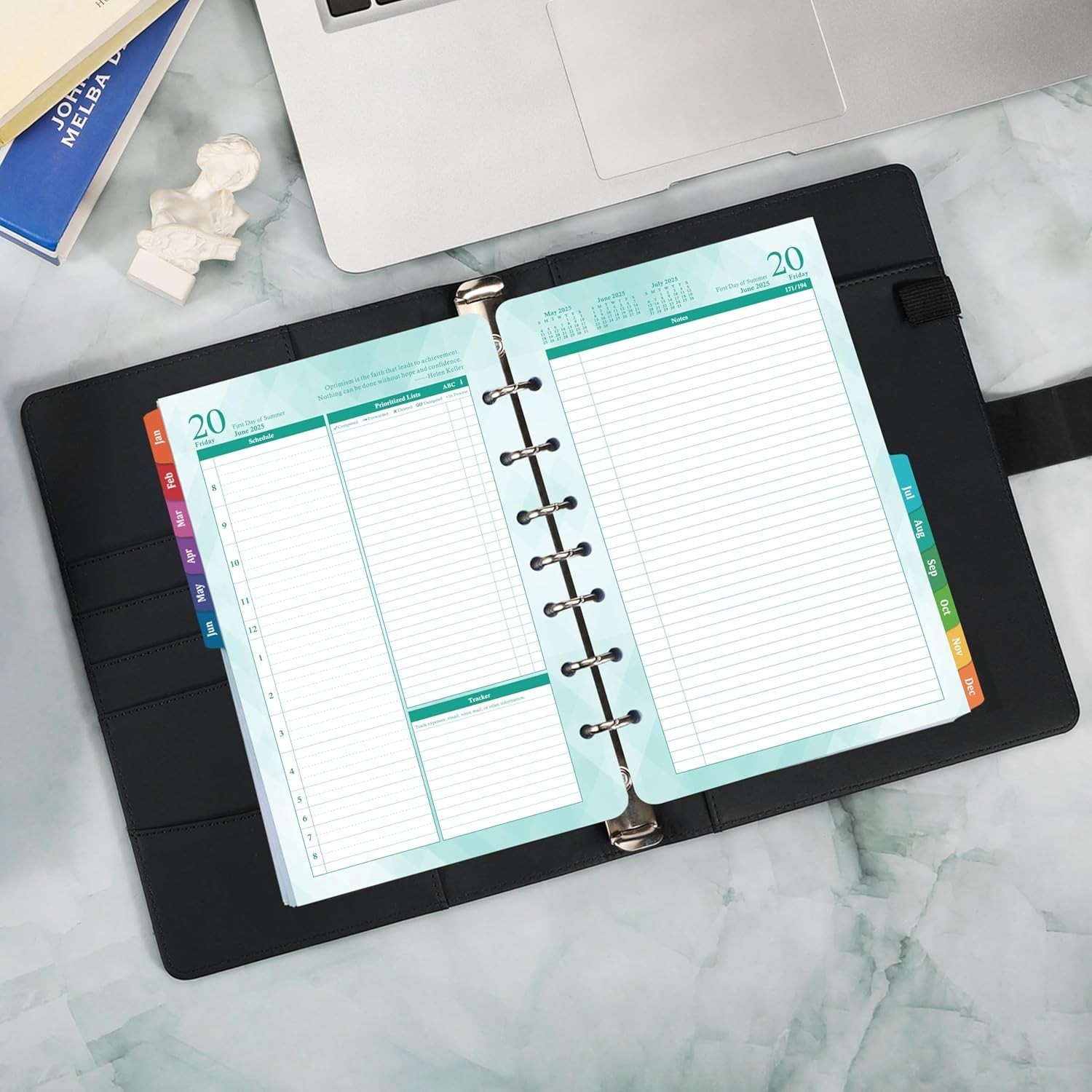 Refillable 2026 Planner – 2 Pages Per Day Organizer with Inspirational Quotes