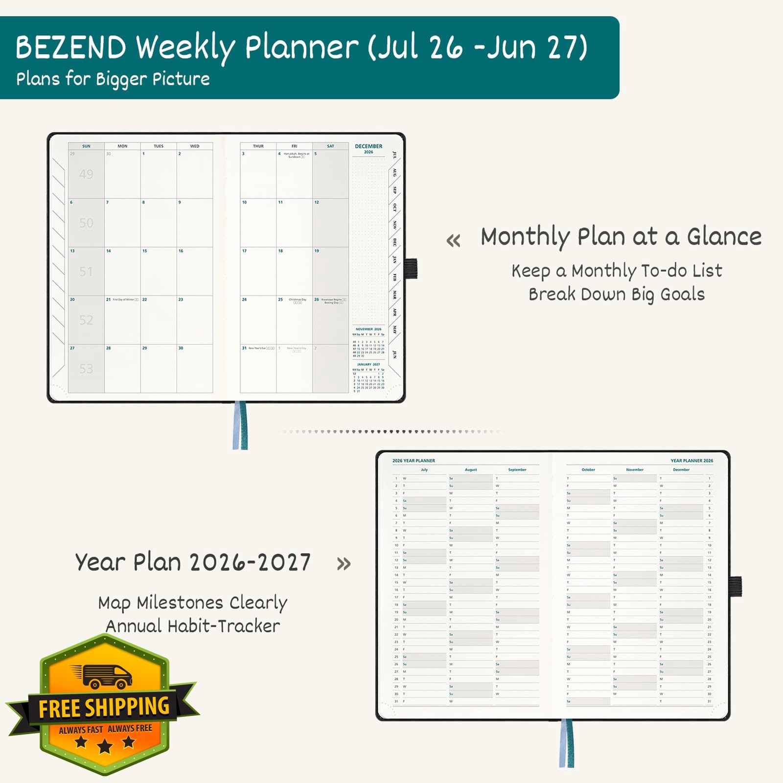 BEZEND Medium Brown Planner Jul 26-Jun 27