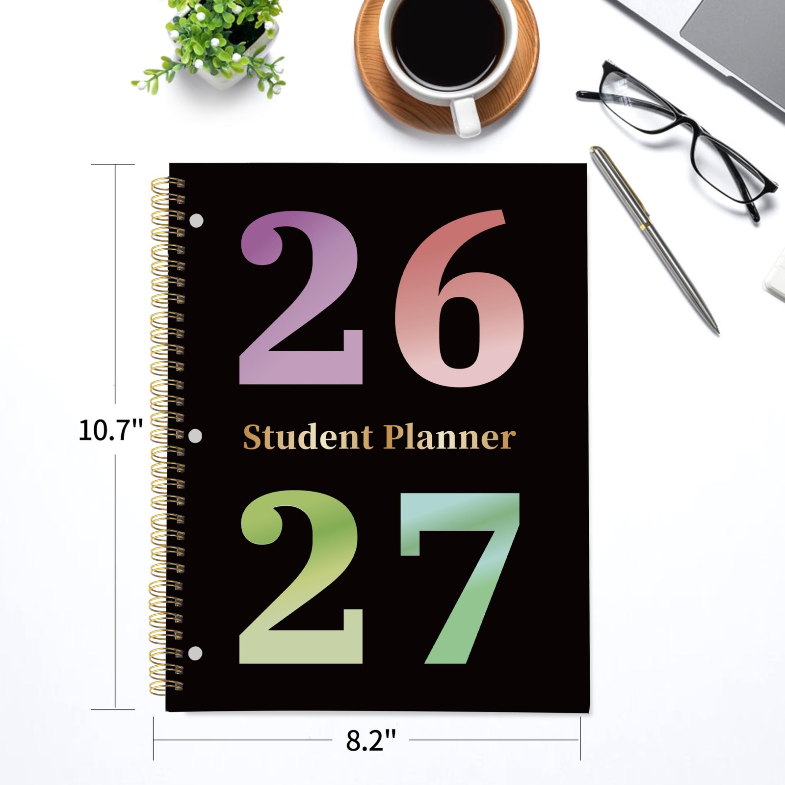 Student Planner 2026-2027 – Monthly and Weekly School 8.2″ x 10.7″, black