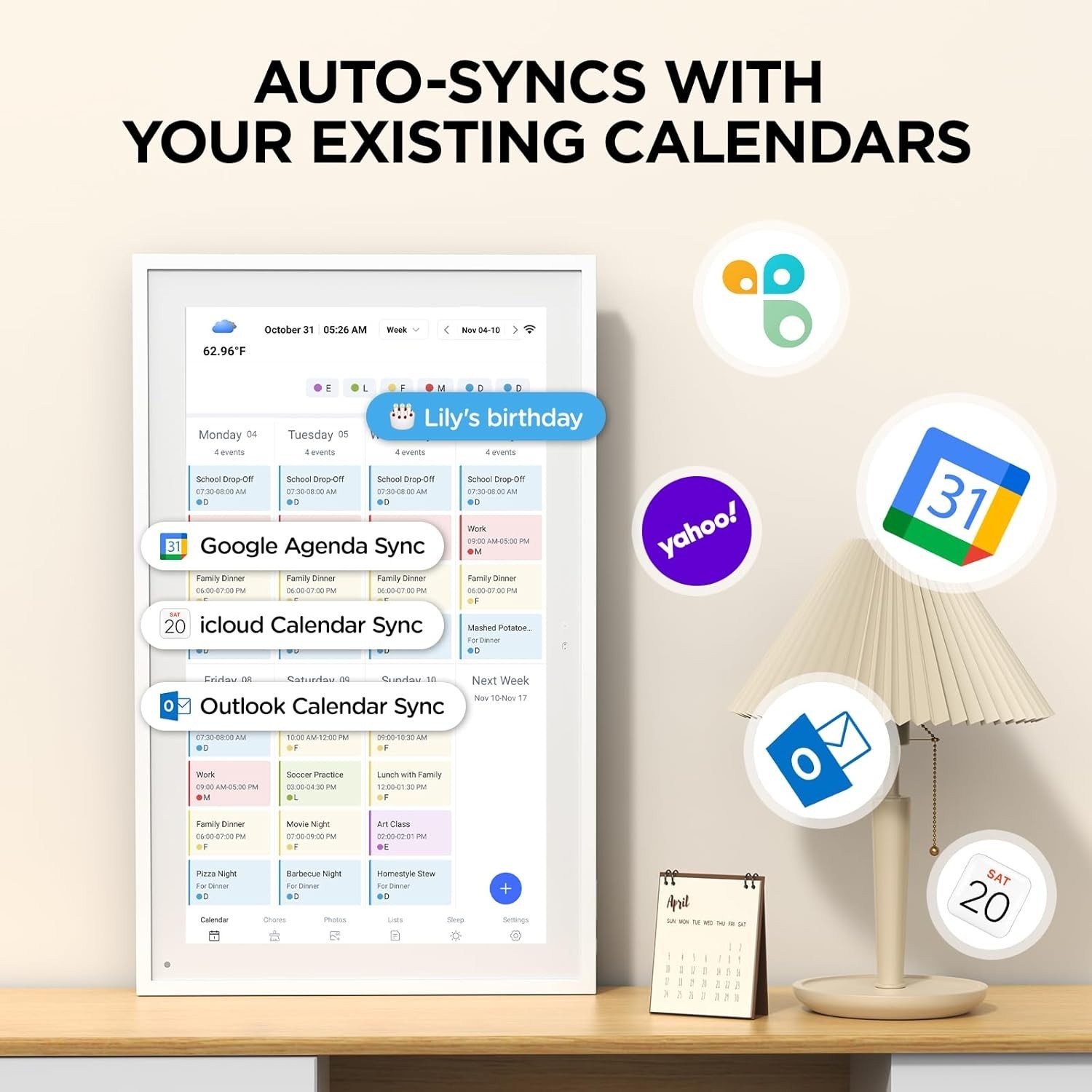 10.1″ Digital Calendar, Meal Planner, Duty Chart, to Do List,HD Smart Touch S…