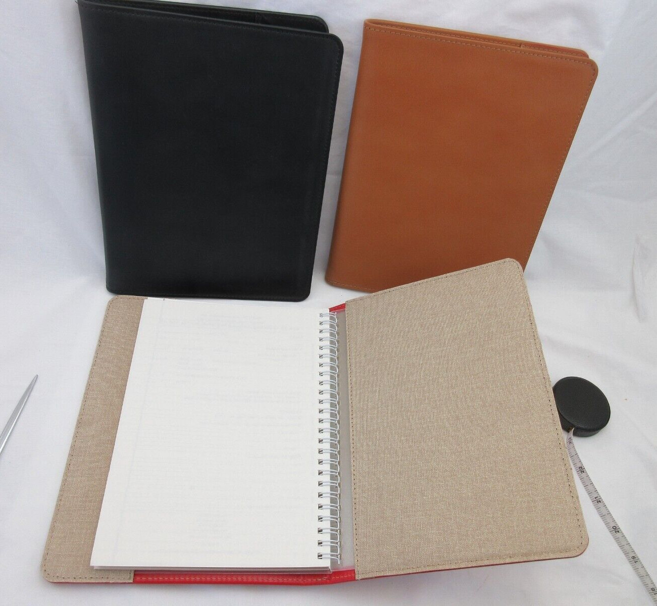 Graphic Image Notebook Refillable 9″ Leather Cover Spiral Lined Pages RED