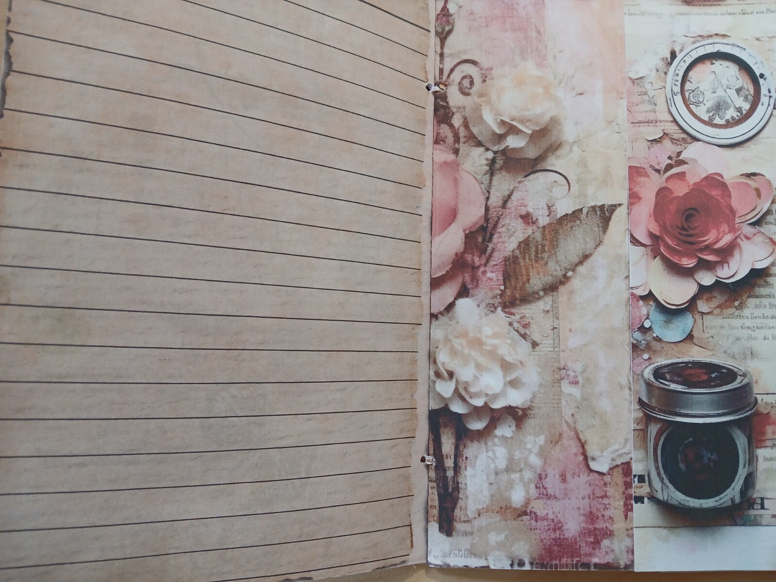 Junk Journal Booklet “3D FLOWERS 2″ Lg 6″x9” 40pg Dimensional Florals In Pink