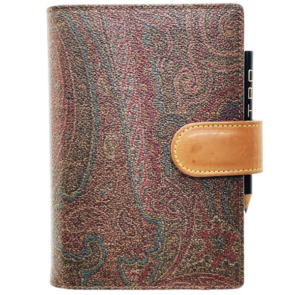 ■Authentic ETRO Notebook Cover Paisley Agenda PVC Leather Multicolor Brown ETRO