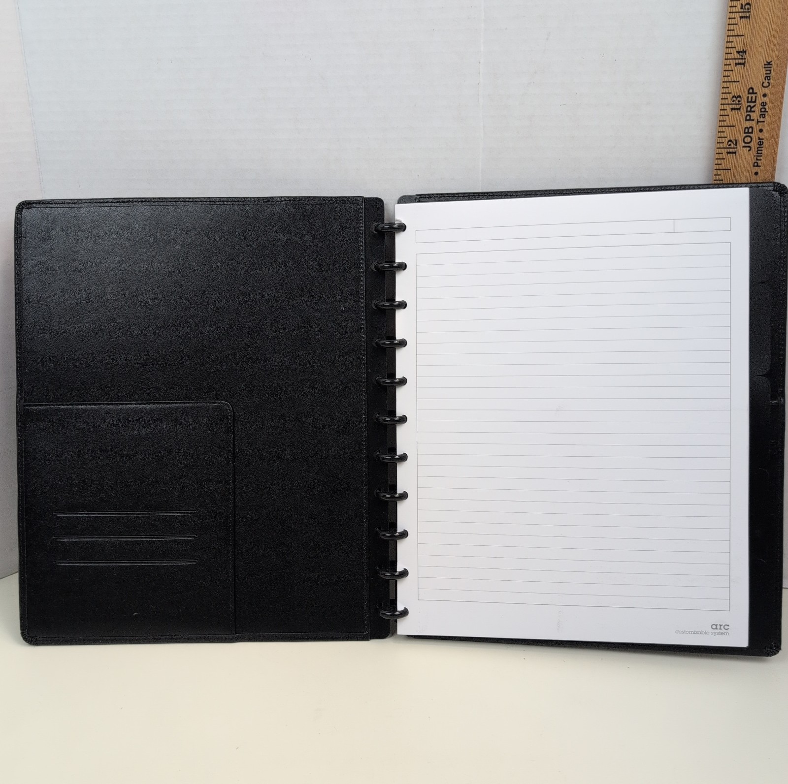 ARC Customizable Black Faux Leather Disc Bound Notebook Portfolio Letter Size