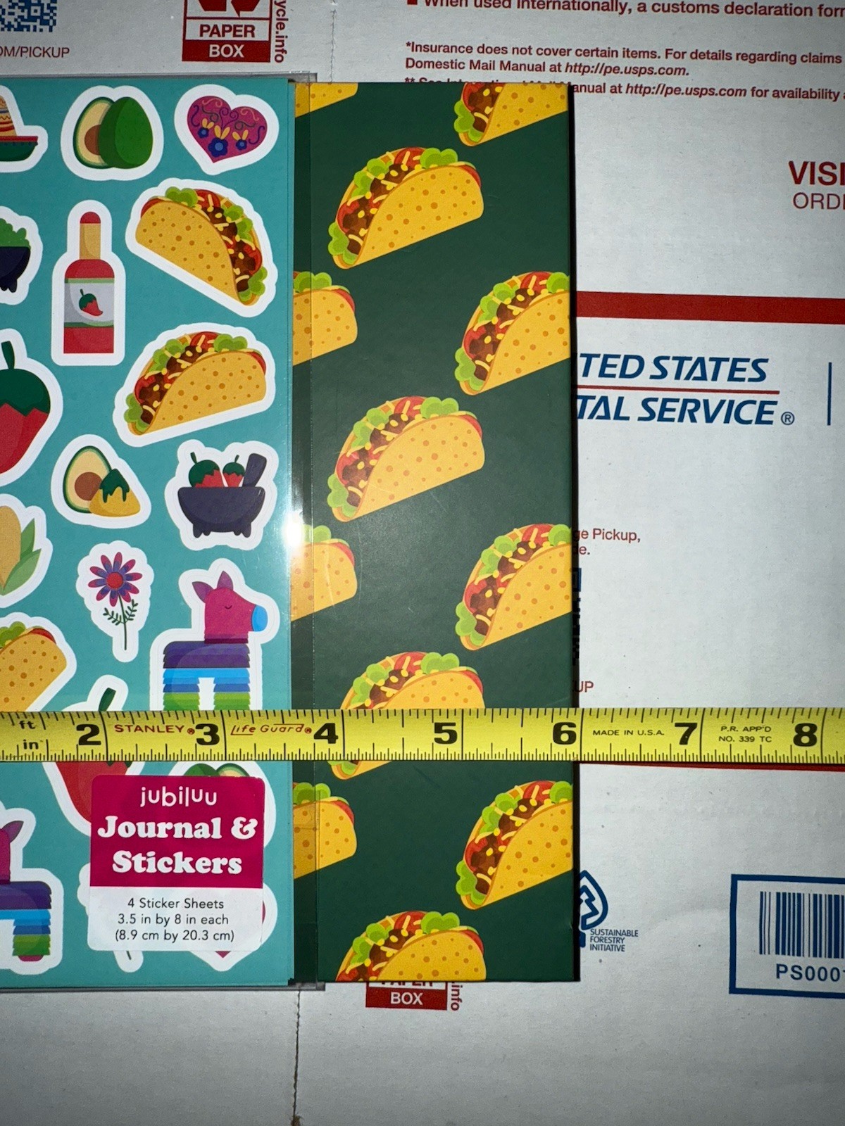 Tacos Illustrated Spiral Paper Journal with Stickers 5”x8” Cardboard New Green