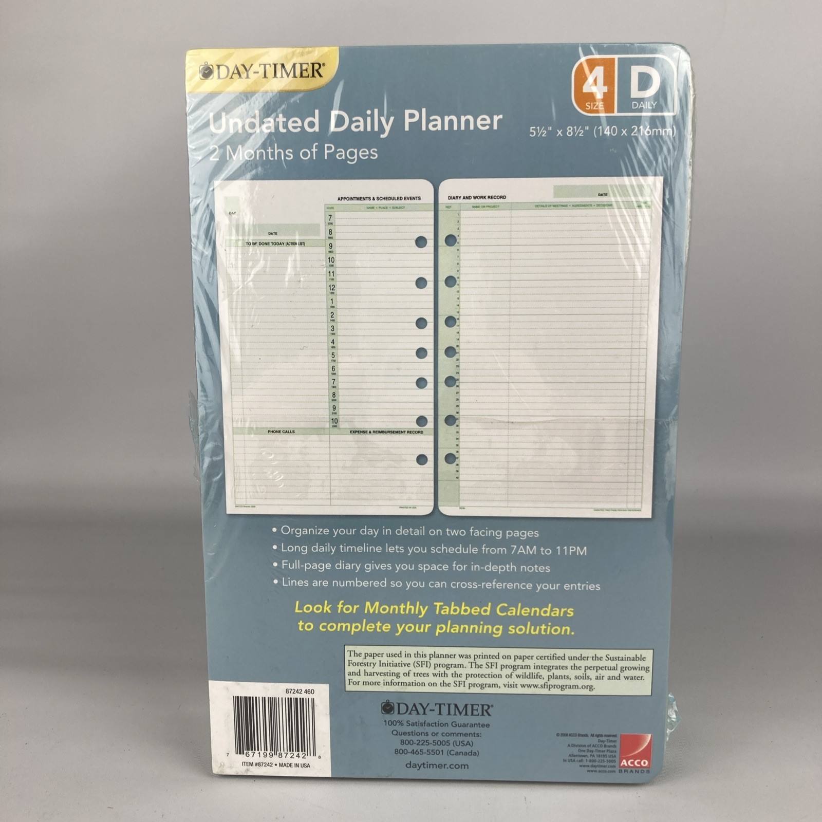 6 NEW DAY-TIMER Traditional Refill D/ 2-Page-Per-Day DAILY Size 4 Undated #87242