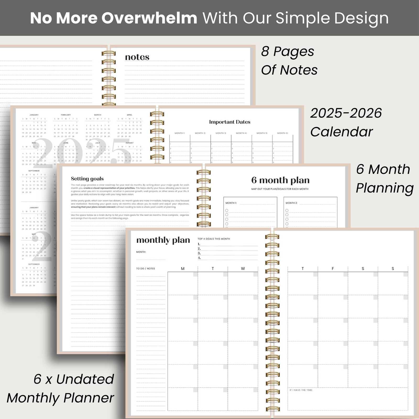 Undated Daily Planner with Hourly Schedule 8.5″ x 11″ Letter Size Pages – Ful…