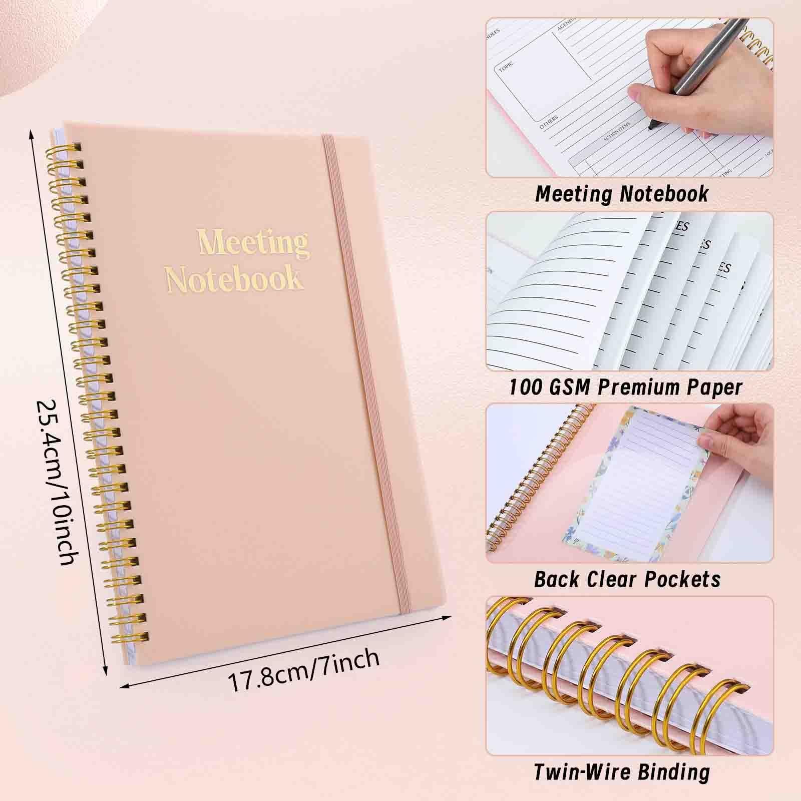 Thboxes Meeting Notebook for Work with Action Items & 7″ x 10″, Pink