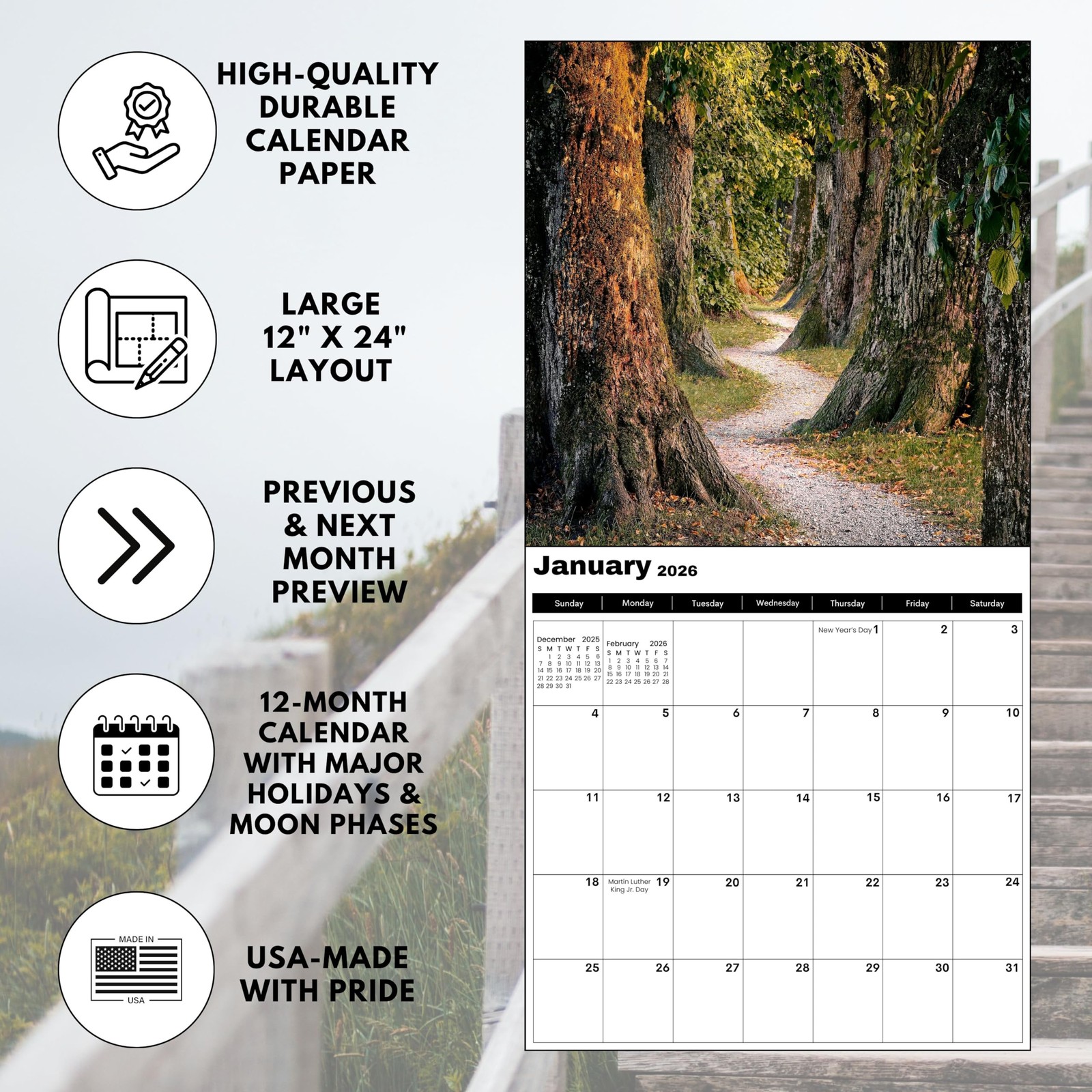 Pathways 2026 Wall Calendar | Scenic Nature Photography & Enchanted