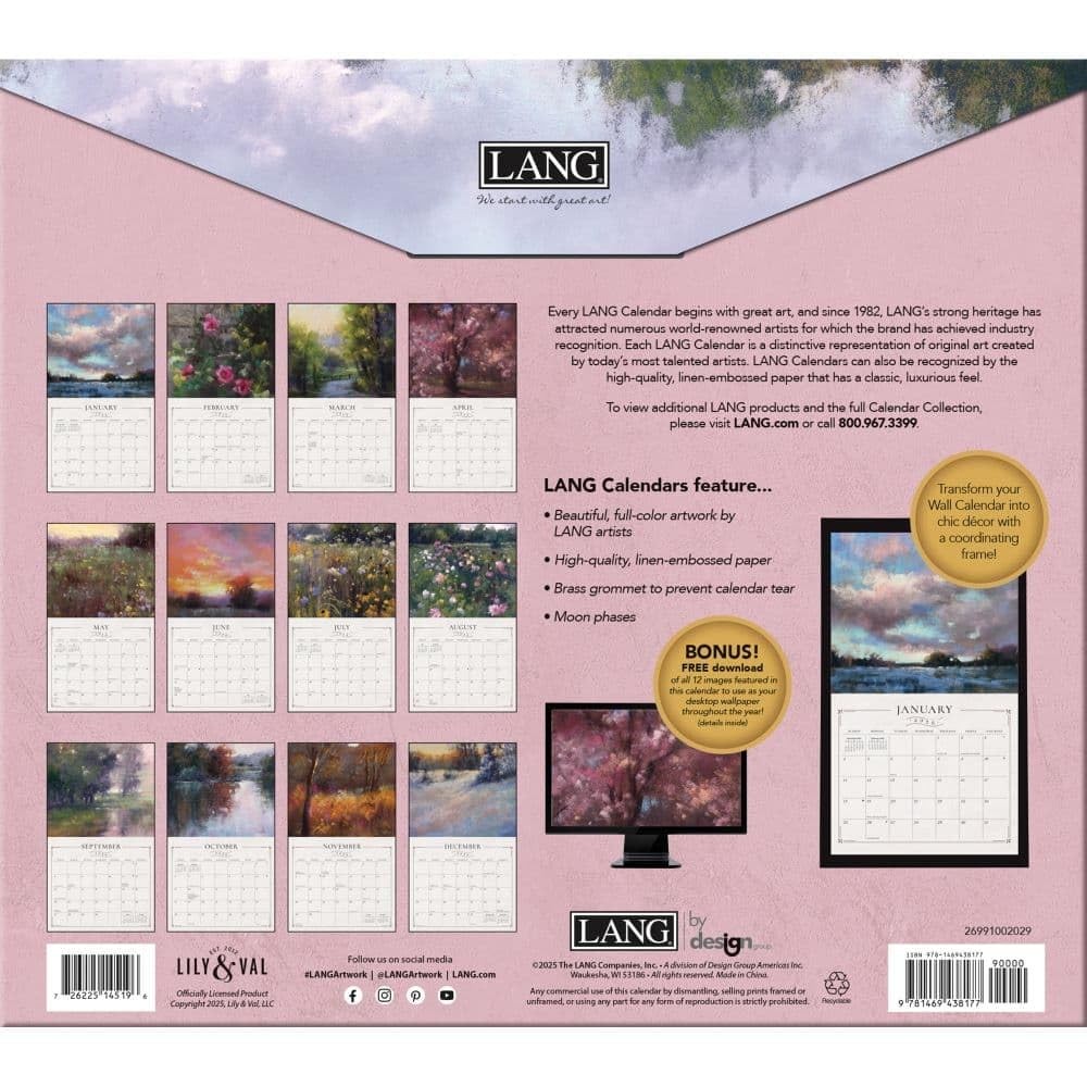 Lang, Soft Escapes 2026 Wall Calendar by Valerie McKeehan, 13.4” X 12”