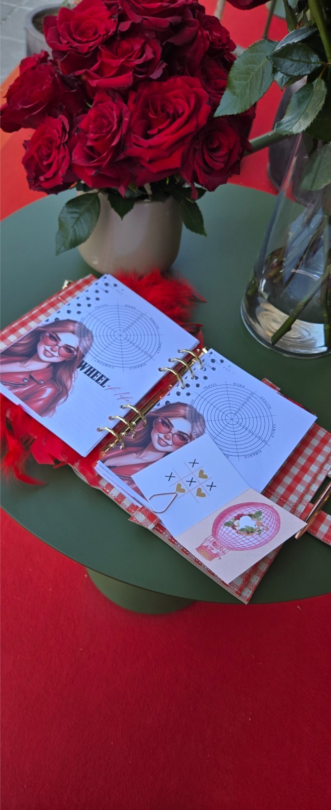 Red Leather notebook cover A5. Red leather weekly planner just 1 in the world