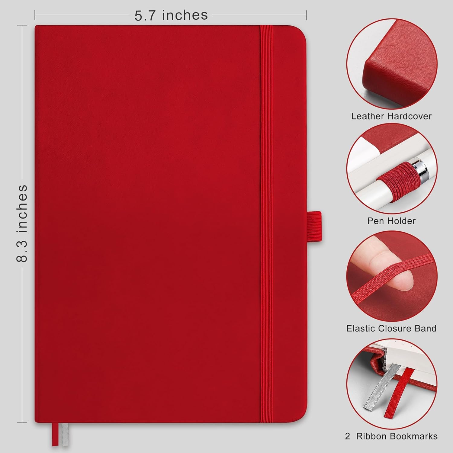 RETTACY Lined Journal Notebook, 2-Pack, 192 Numbered Pages per Pack, A5 Medium S