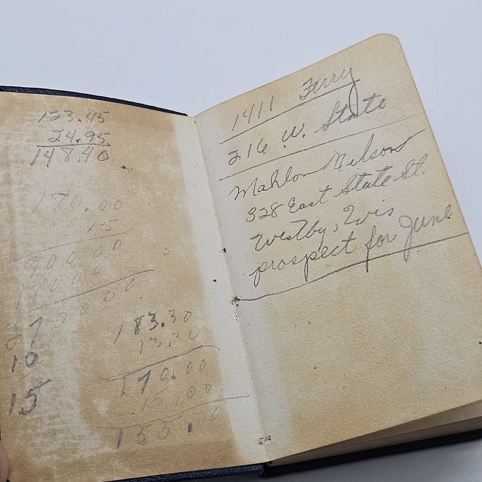 Vintage pocket diary or memorandum book with sections for appointments,…