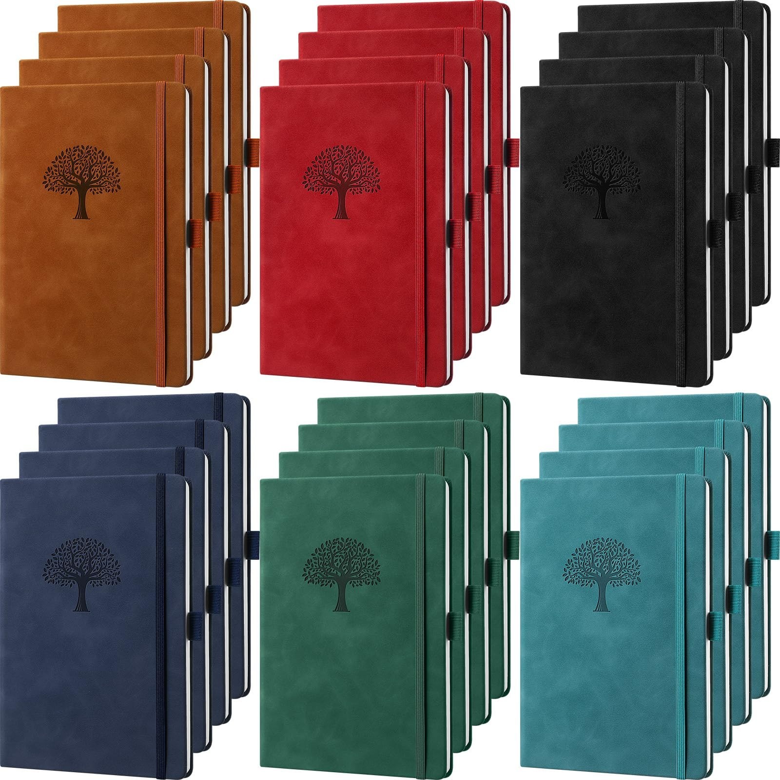 24 Pack Leather Journals A5 5.7″ x 8.3″ Bulk Notebooks for Writing & Travel – Mu