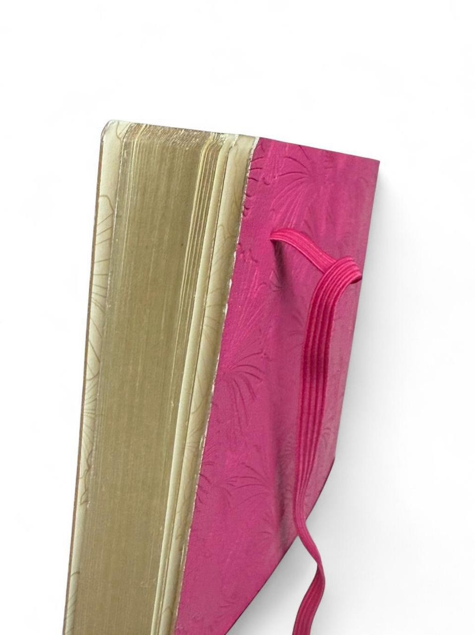 PAPYRUS Pink Ruled Gilded Notebook Journal 240 Ivory Lined Pages Elastic Band