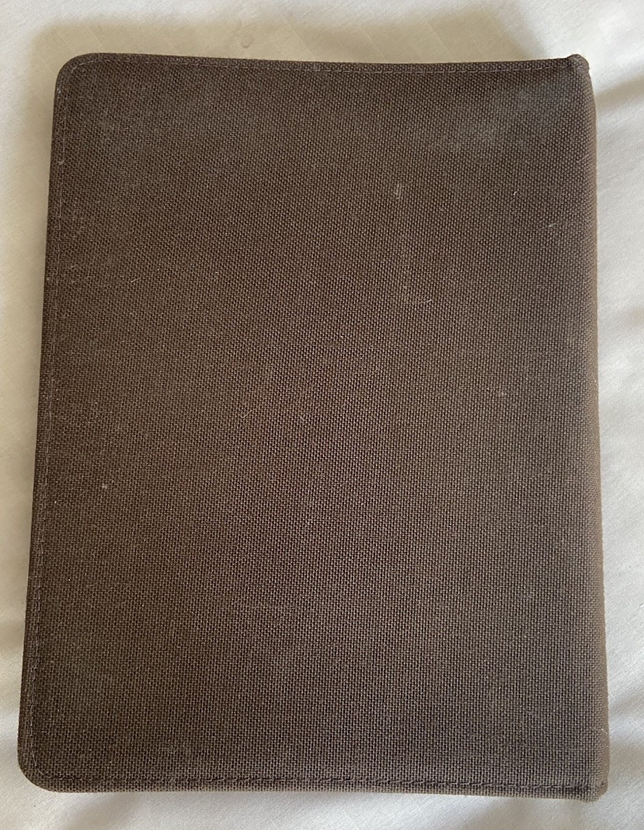 Vintage Brown Fabric Day Timer 7 Ring Classic Planner Binder Open Organizer