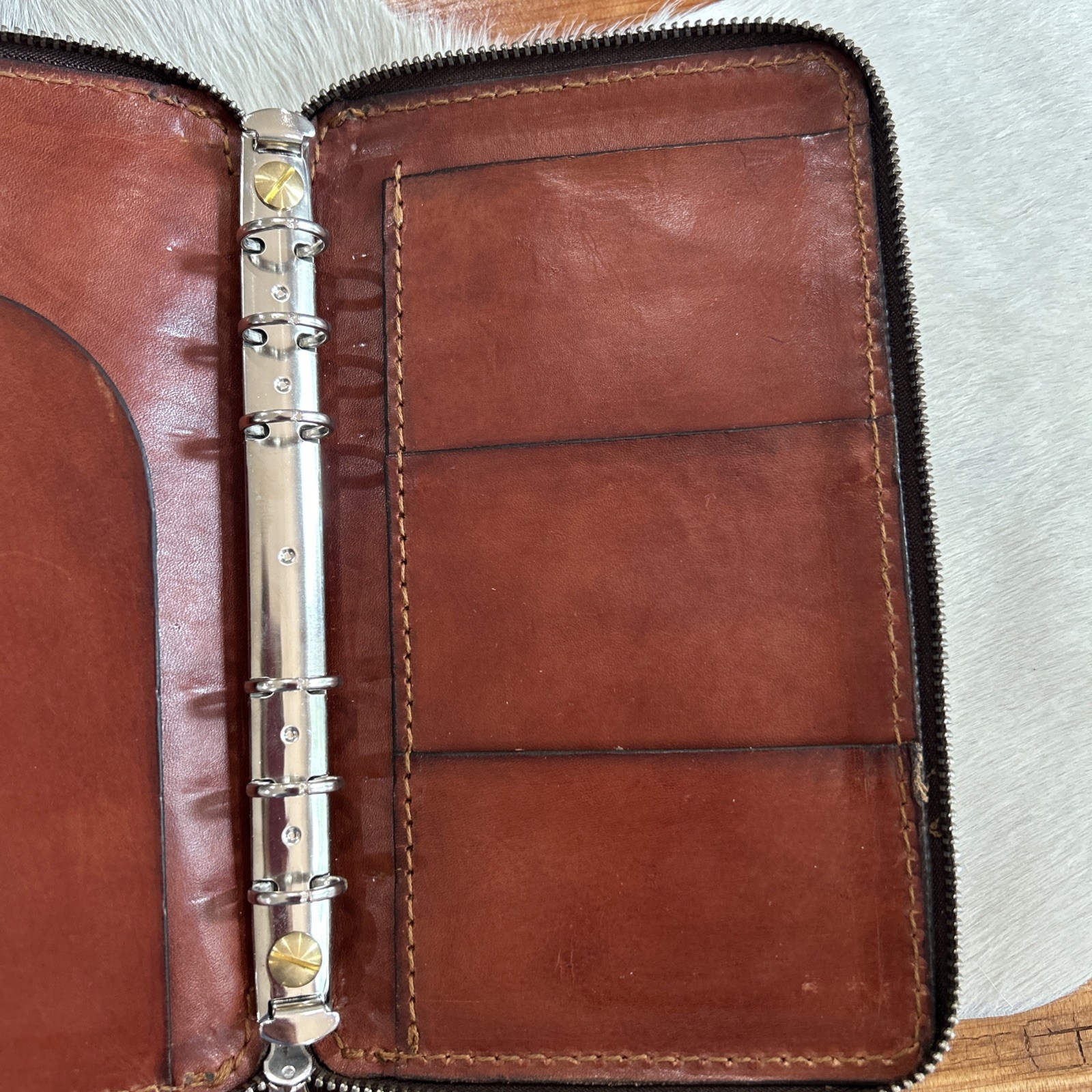 Vintage Planner Organizer Binder Leather Brown
