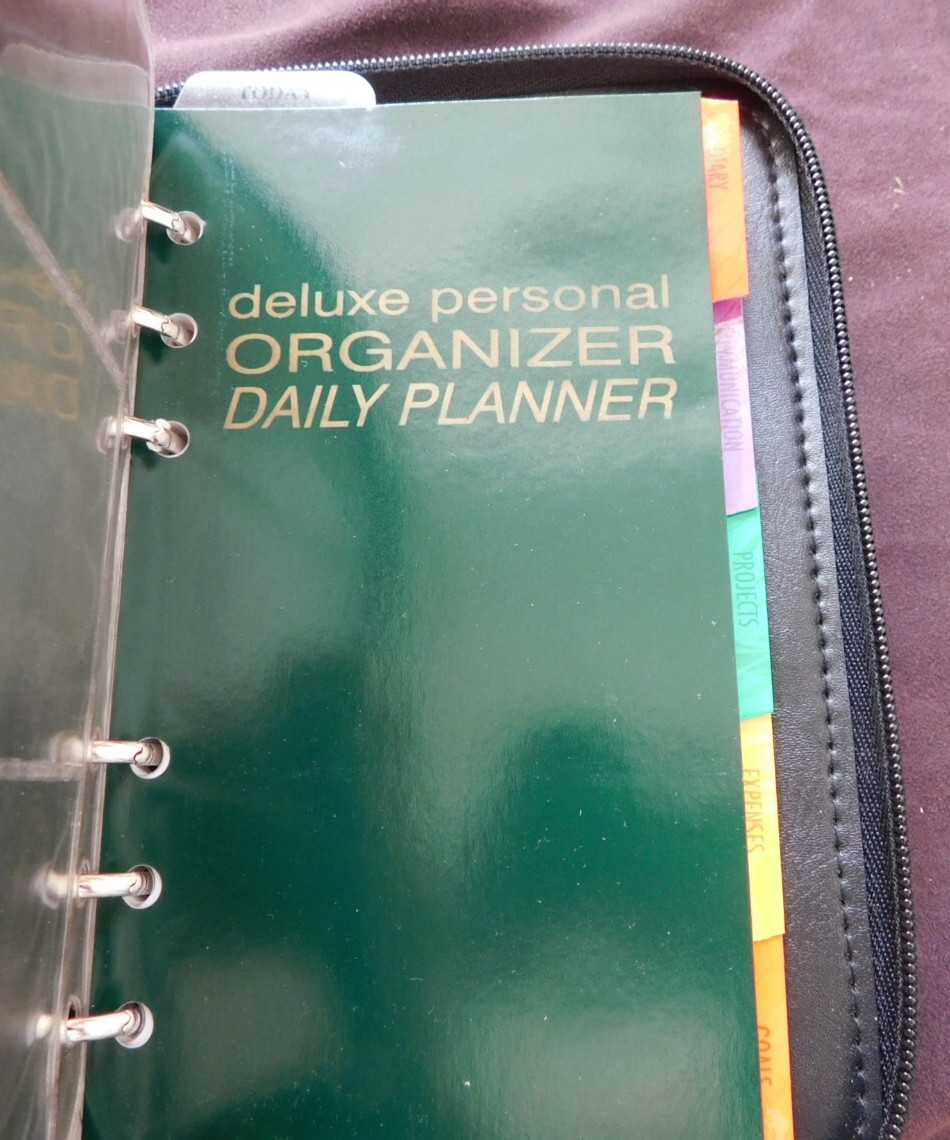 Philippe Amiel Planner Organizer Calendar Black Calculator Card Holder Zipper