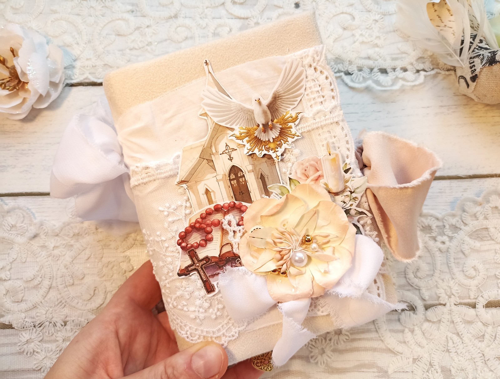 CLEARENCE junk journal handmade blank Prayer Christian notebook 6×5 in 200 pgs