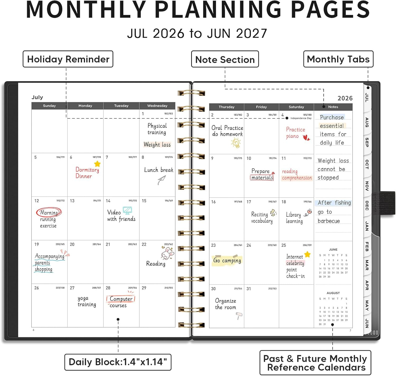 Academic Planner 2026-2027, July 2026 – June 2027, Weekly and Monthly, 5.7″ x 8.