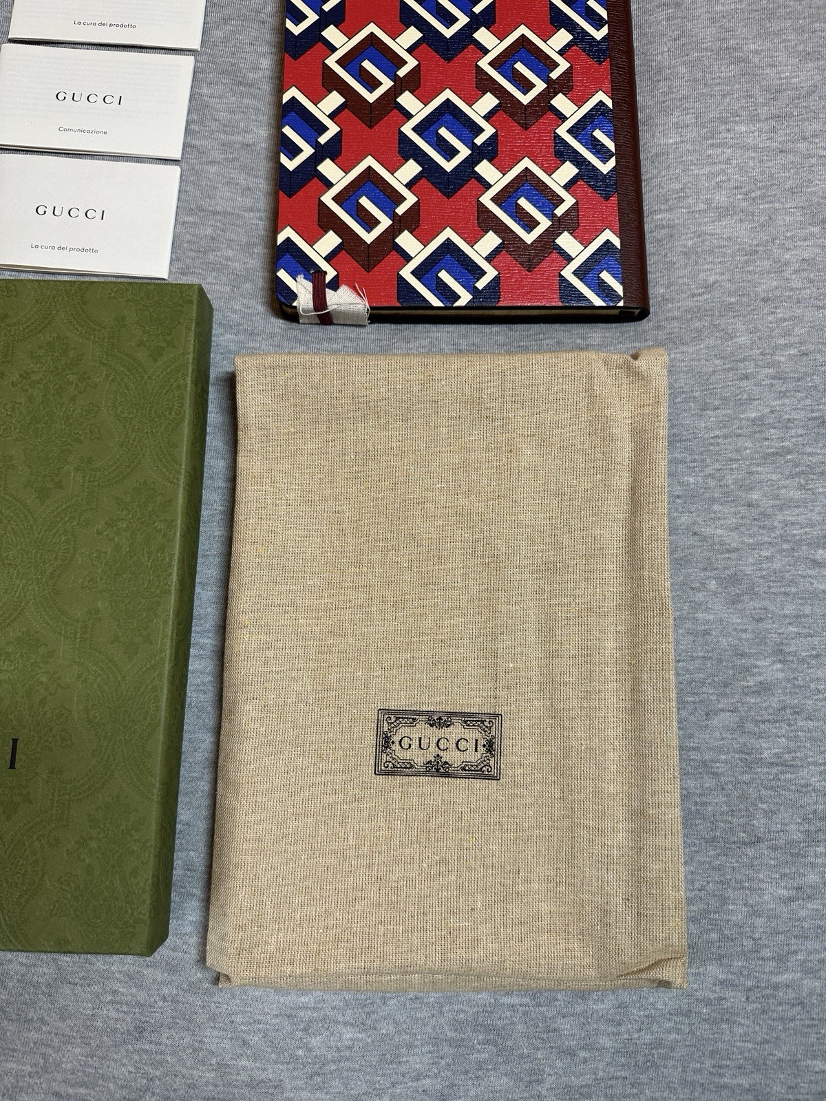 Authentic Gucci Luxury Notebook Journal Geometric G Red Blue New With Gift Box