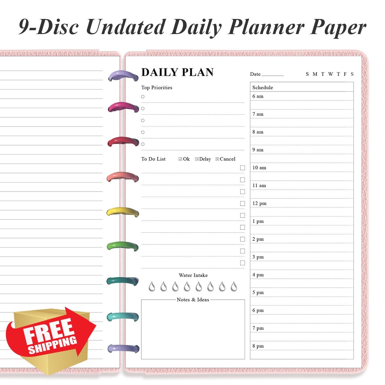 Yaridar Daily Planner Refill Paper 100 Sheets 7″x9.25″