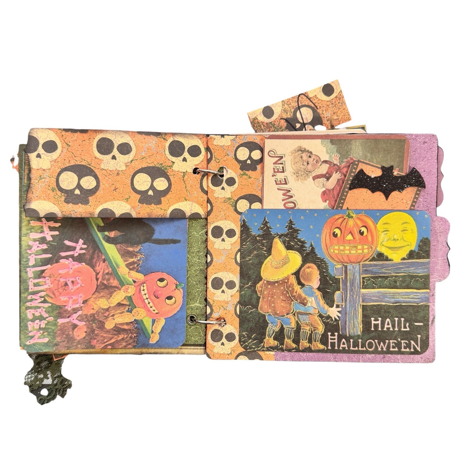 Junk Journal Halloween 6.5×6 32 Page Tags Ephemera Journaling Pumpkins Cats