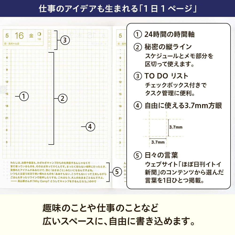 Hobonichi Planner 2025 Planner Body Original A6 A6 / 1 page per day / April / Mo