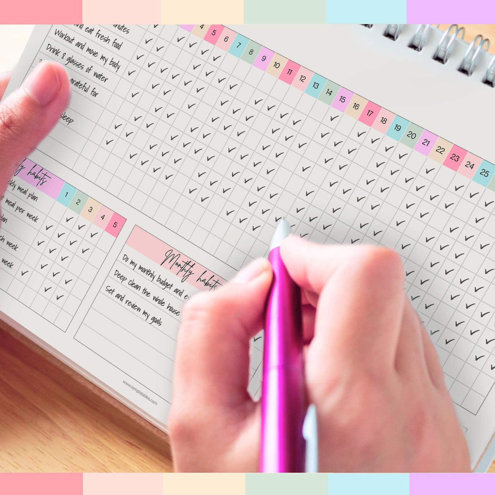 Habit Tracker Calendar – Daily, Weekly & Monthly & Goal Rainbow