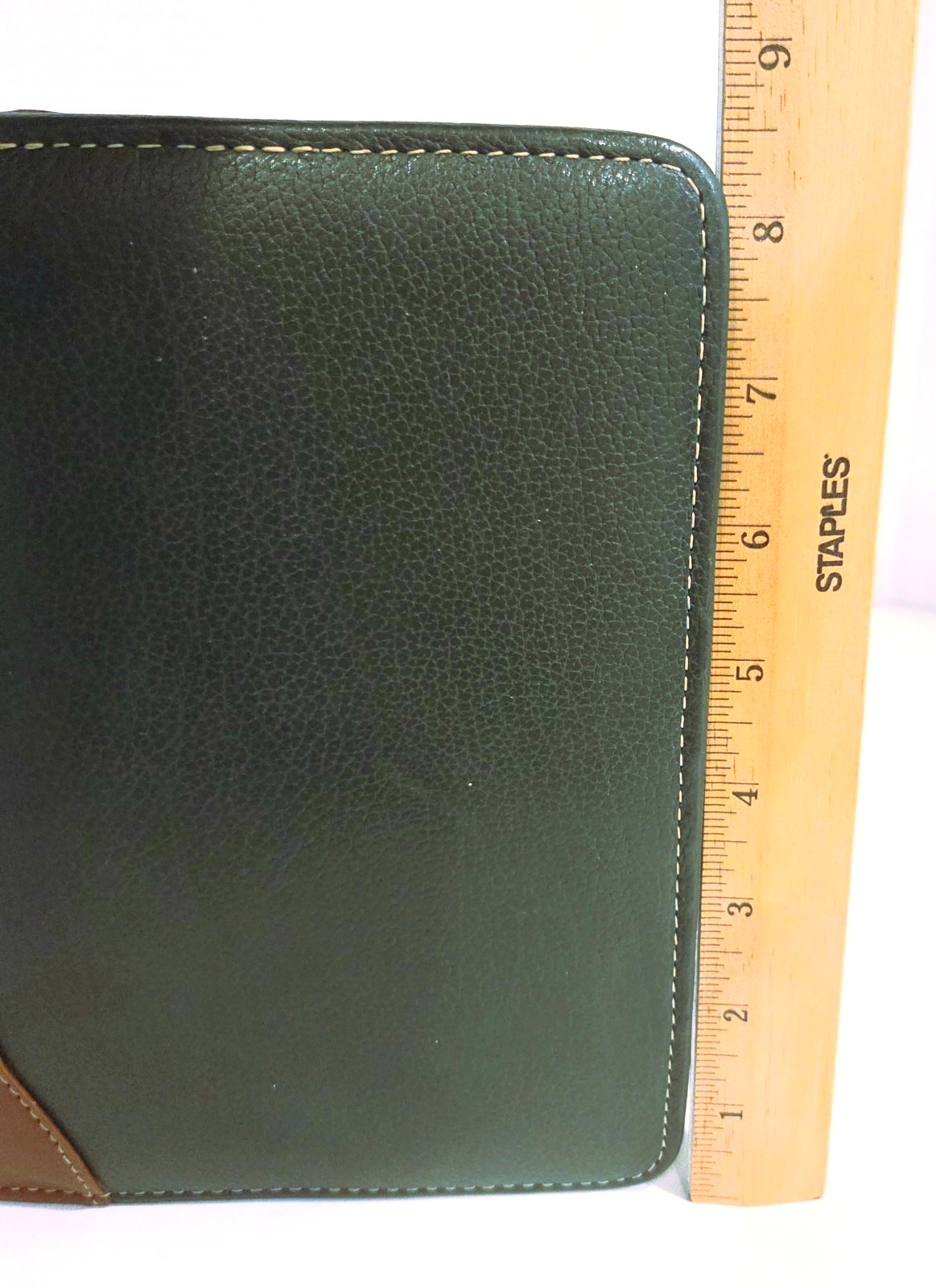 Franklin Quest Planner Organizer 8.5×6.5″ 6 Ring Leather Green/Brown