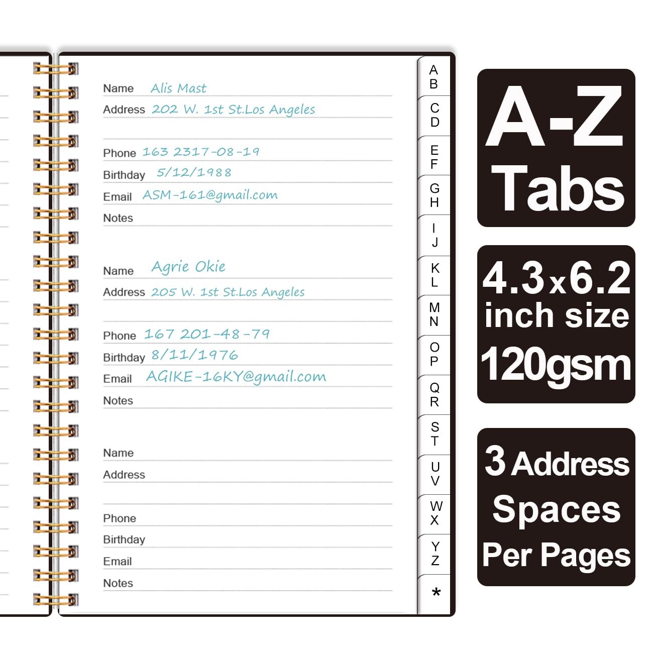 Address Book with Alphabetical Tabs – Telephone & 4.3″ x 6.2″