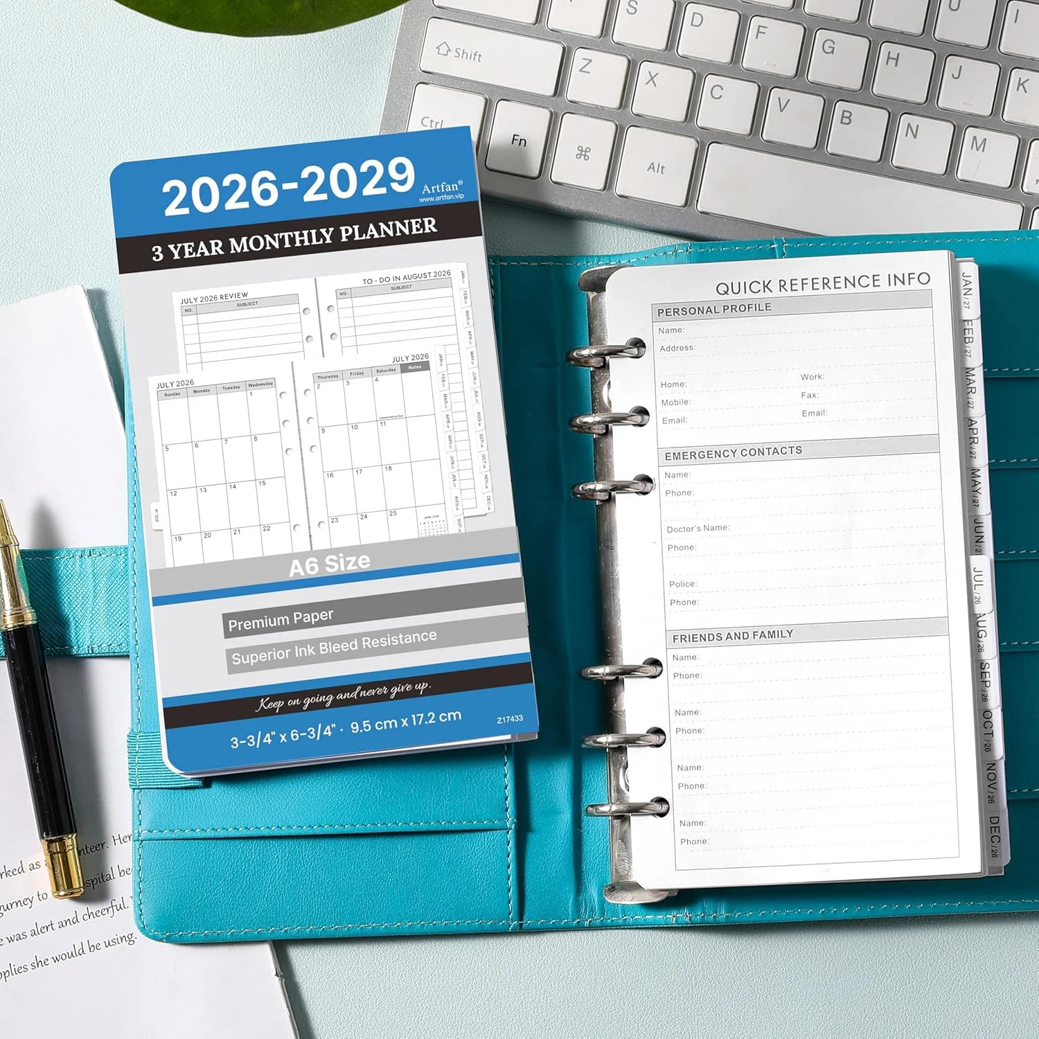 2026-2029 Planner Refills – A6 Planner Inserts with 6-Hole Punched, July 2026 –