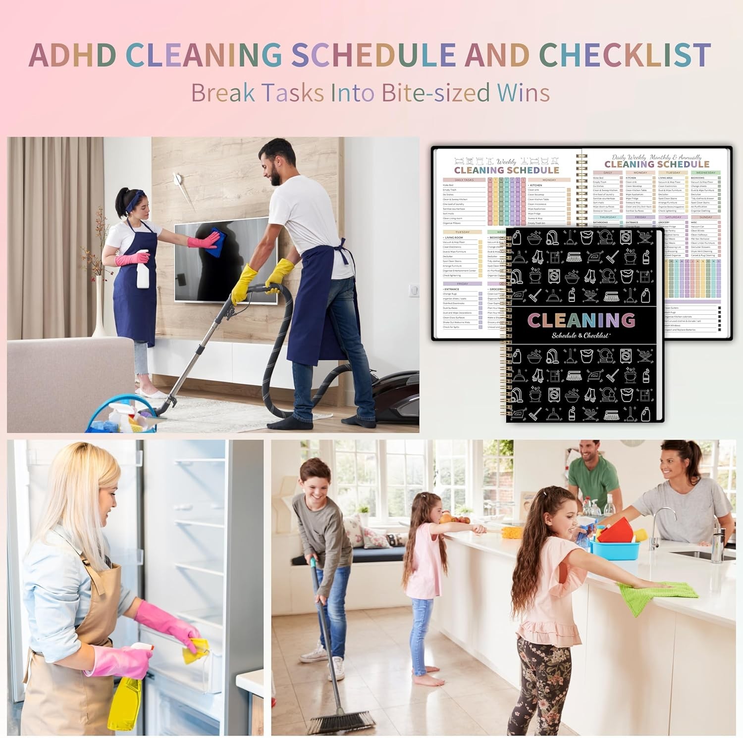 Ultimate ADHD Home Cleaning Organizer: Color-Coded Checklist & Family Task Chart