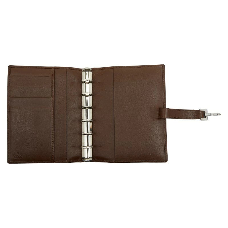 GUCCI notebook cover GG canvas Beige/Brown Leather 14x11cm w/Box F/S