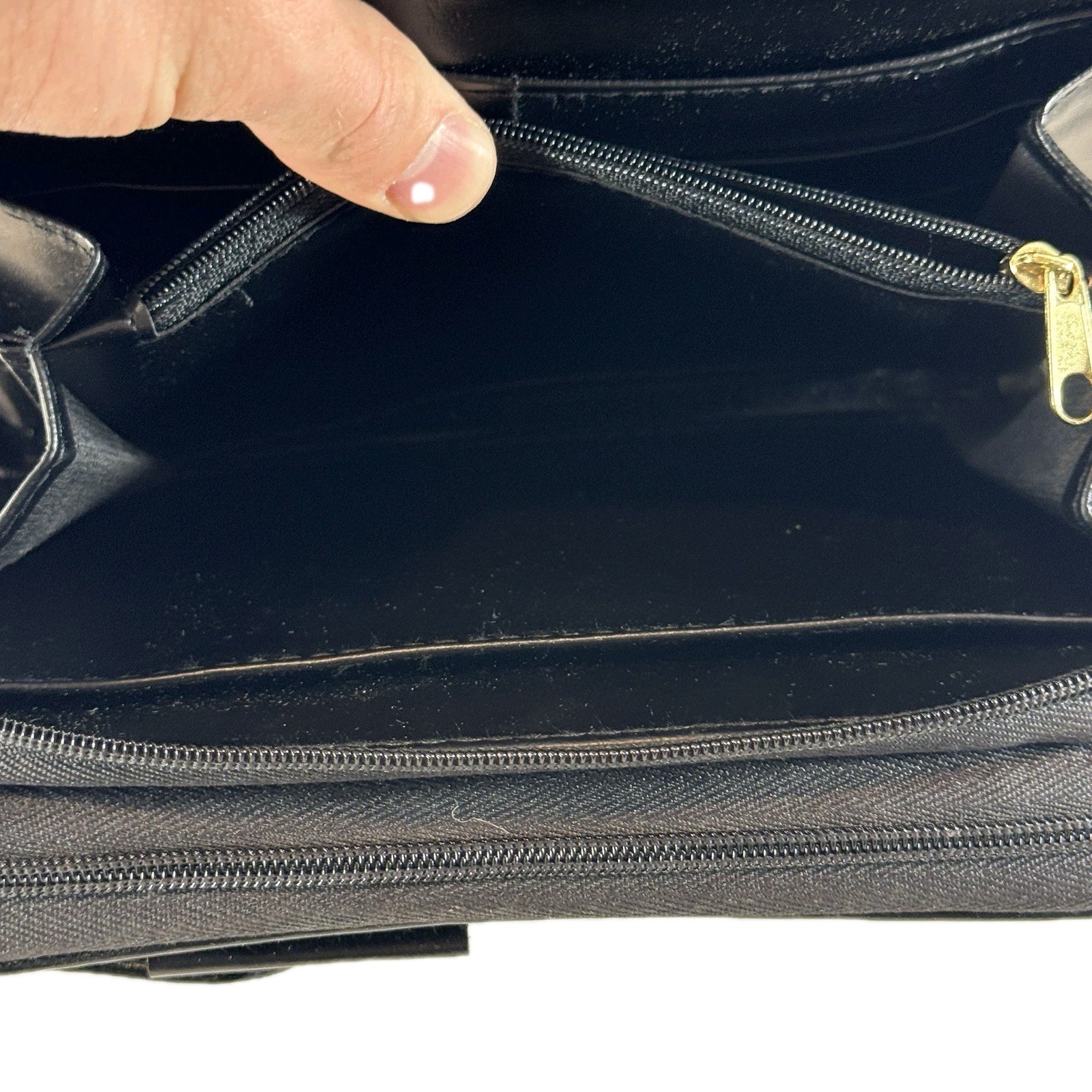 Vintage Y2K Black Faux Leather 6 Ring Planner Organizer Wallet Clutch Binder
