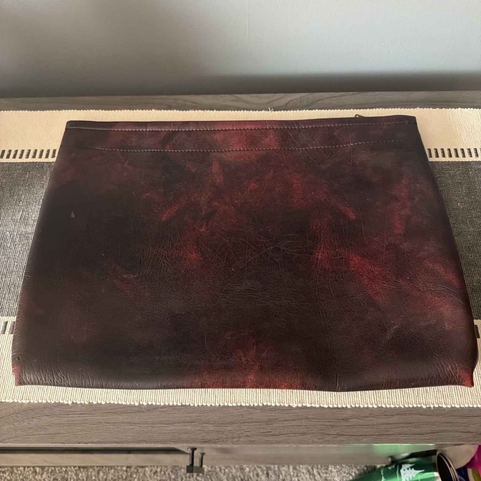 Vintage Dr. Pepper Leather Portfolio Folder Brown with Zipper 16×11