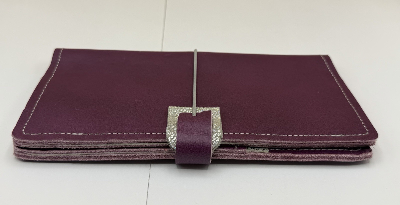 Handcrafted Personal Wide Traveler’s Notebook Purple Leather Silver Folio Cover