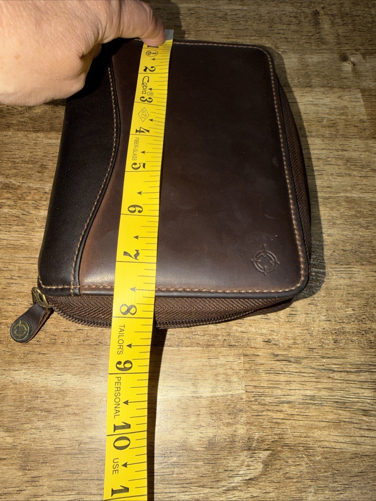 Franklin Covey Leather 6 Ring Organizer Full Grain Brown Zip Around 1996