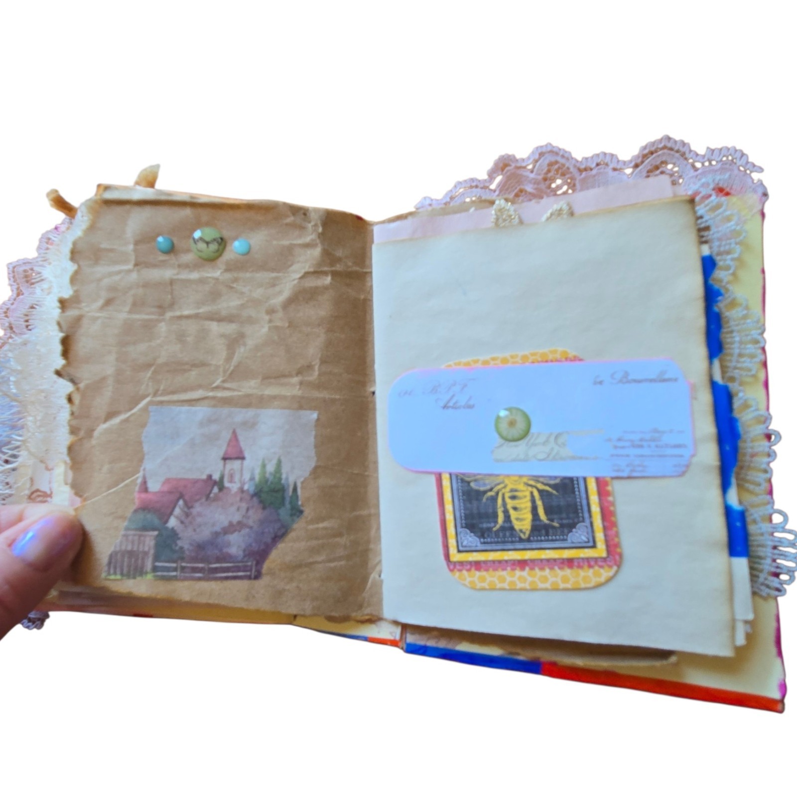 Handmade Chunky Junk Journal Use for Writing Art Photos Floral Embellishments