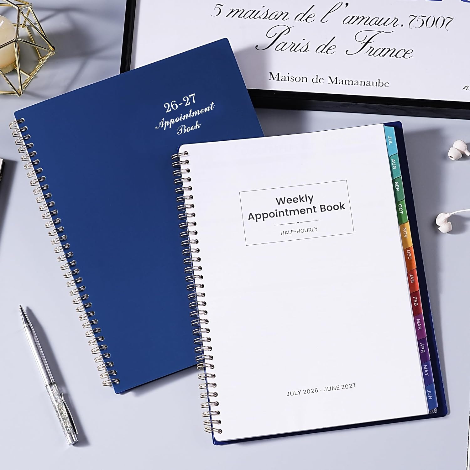 2026-2027 Weekly Appointment Planner 9×11 Hourly Daily Schedule Book Blue