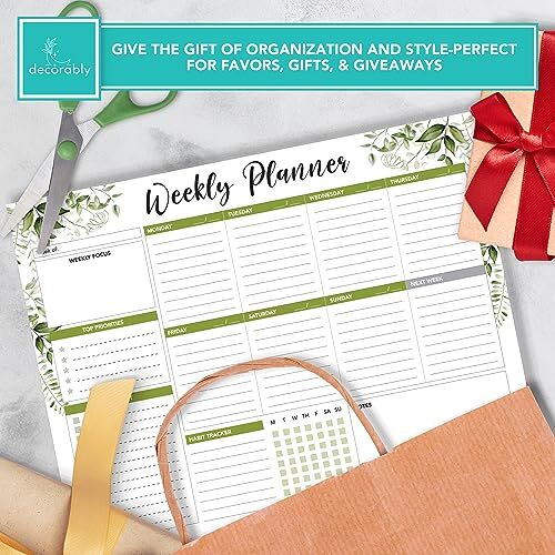 11×8.5in Weekly List Notepad – 52 Easy Tear-Off Sheets To Do Weekly Forest