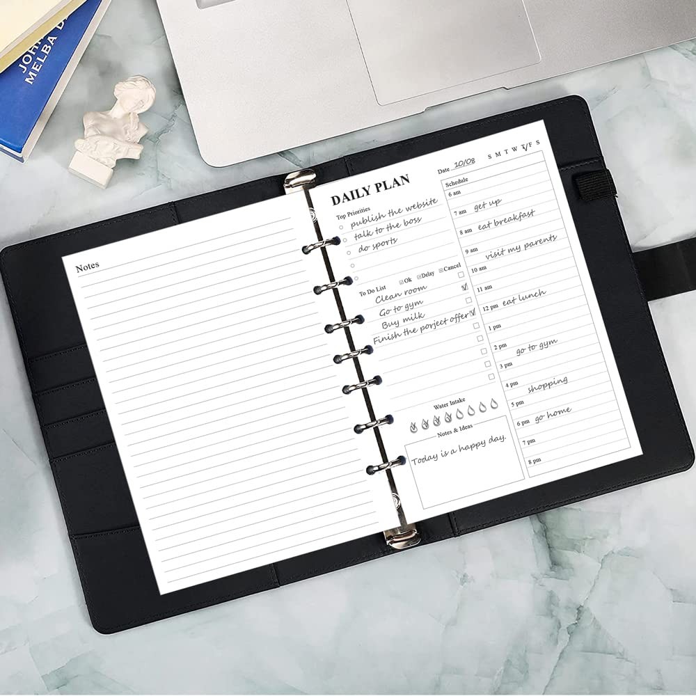 Undated Daily Planner Refill – A5 Day Planner Insert To Do List, 100 Sheets/200