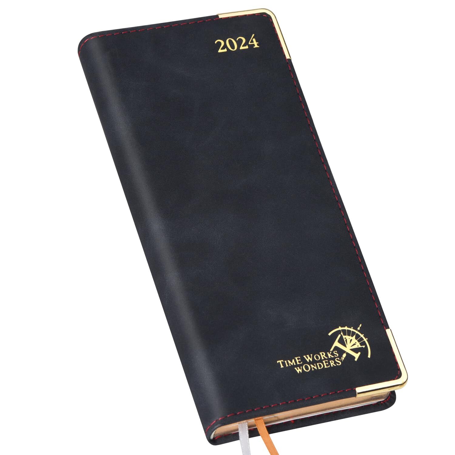 2 Year Pocket Calendar 2024-2025 Monthly Planner for Purse w/ Leather Hard Cover