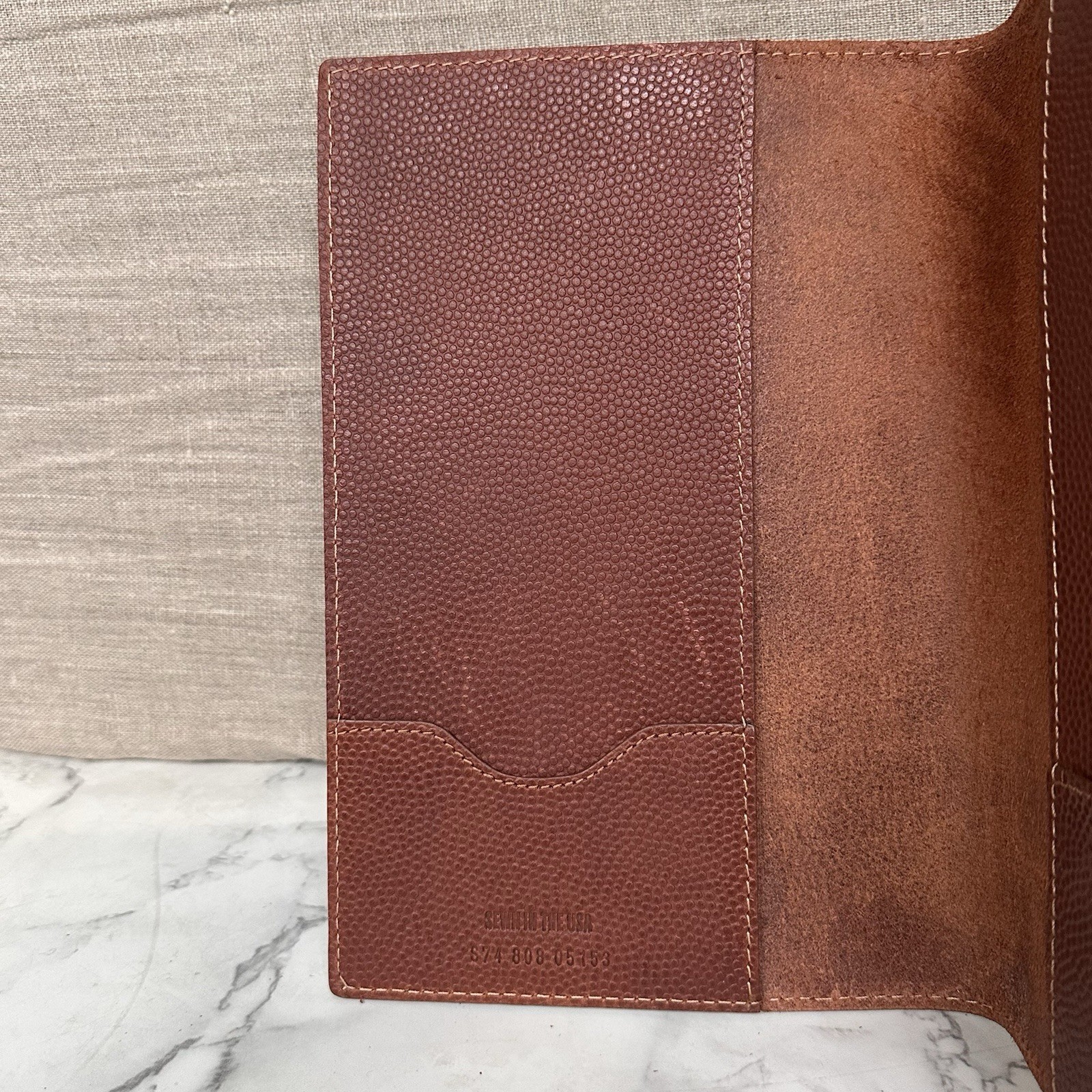 Shinola Brown Pebbled Leather Notebook Journal Cover 5.75×8.75″ Monogram TMM
