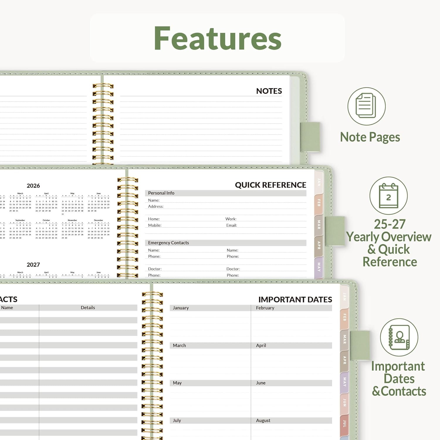 2026 Weekly & Monthly Planner 6.4″x8.5″- 12 Month (January 2026 – December 2026)