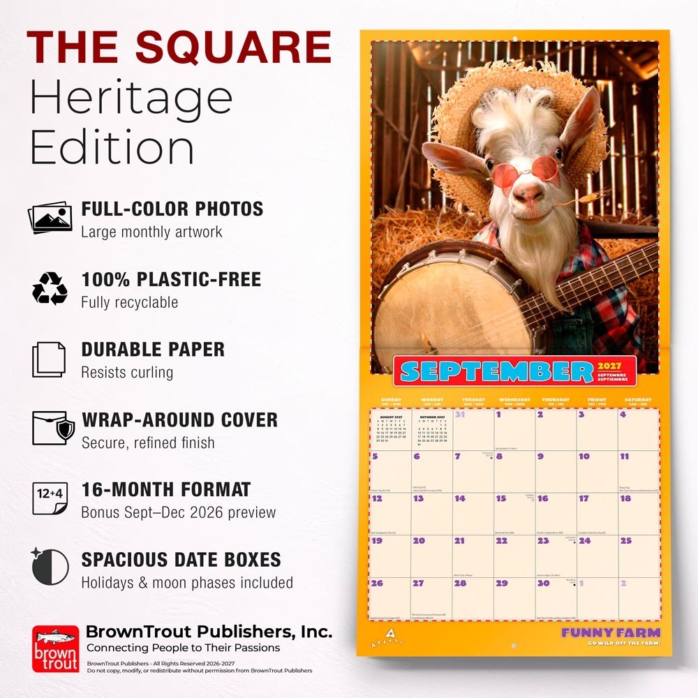 Avanti Funny Farm OFFICIAL | 2027 12×24″ (Hanging) Square Wall Calendar
