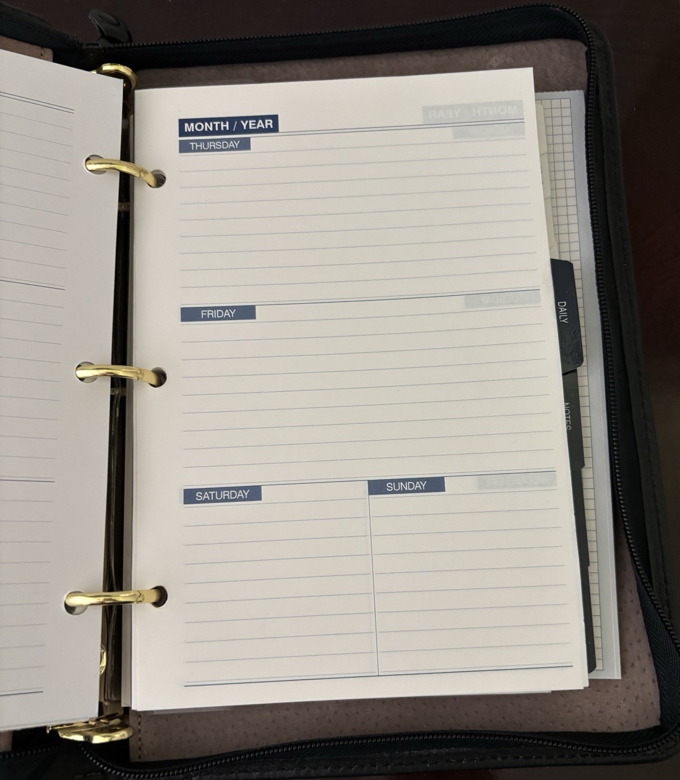 Vtg Winslow Business Planner Black 8×10 3 Ring 1997 Unused Inserts *BROKEN ZIP*